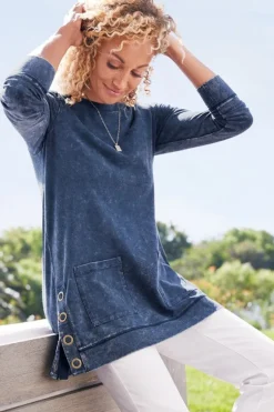 Soft Surroundings Tops-Washed Make It Snappy Pullover