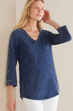 Soft Surroundings Tops|Tunics & Leggings-Wilma Washed Knit Denim Tunic