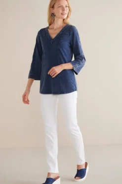 Soft Surroundings Tops|Tunics & Leggings-Wilma Washed Knit Denim Tunic