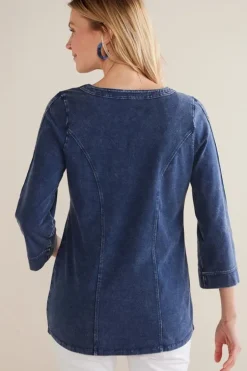 Soft Surroundings Tops|Tunics & Leggings-Wilma Washed Knit Denim Tunic