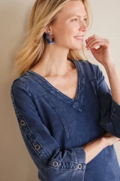 Soft Surroundings Tops|Tunics & Leggings-Wilma Washed Knit Denim Tunic